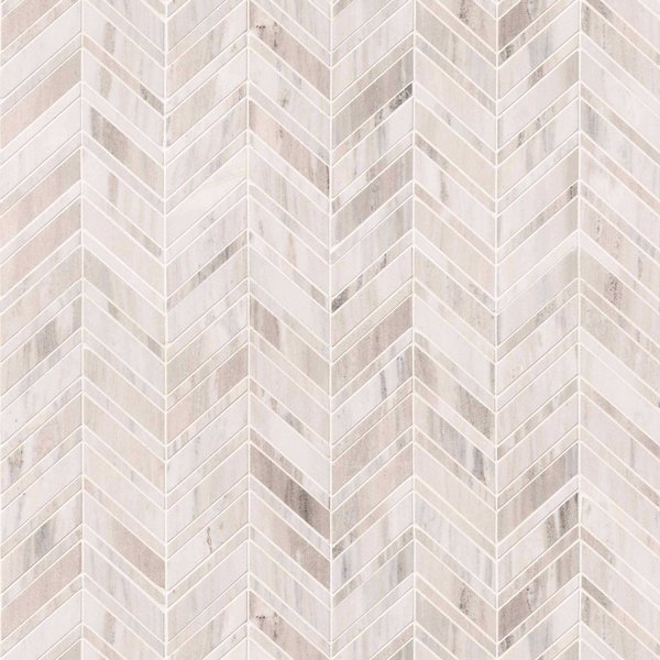 Msi Palisandro Chevron 12 In. X 12 In. X 10 Mm Polished Marble Mesh-Mounted Mosaic Tile, 10PK ZOR-MD-0135